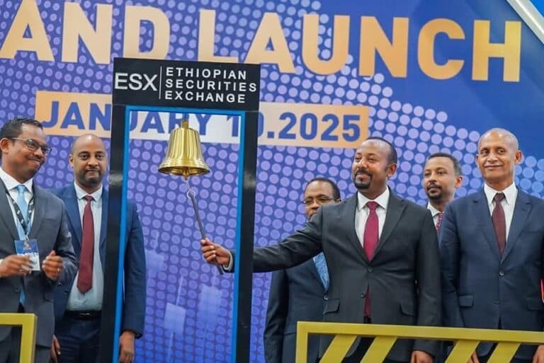 PM Abiy Ahmed ringing the bell to launch ESX